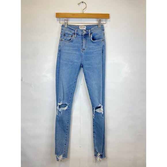 Agolde Sophie Ankle Distressed Skinny Jean Stretch Light Wash Size 23 - Picture 1 of 10